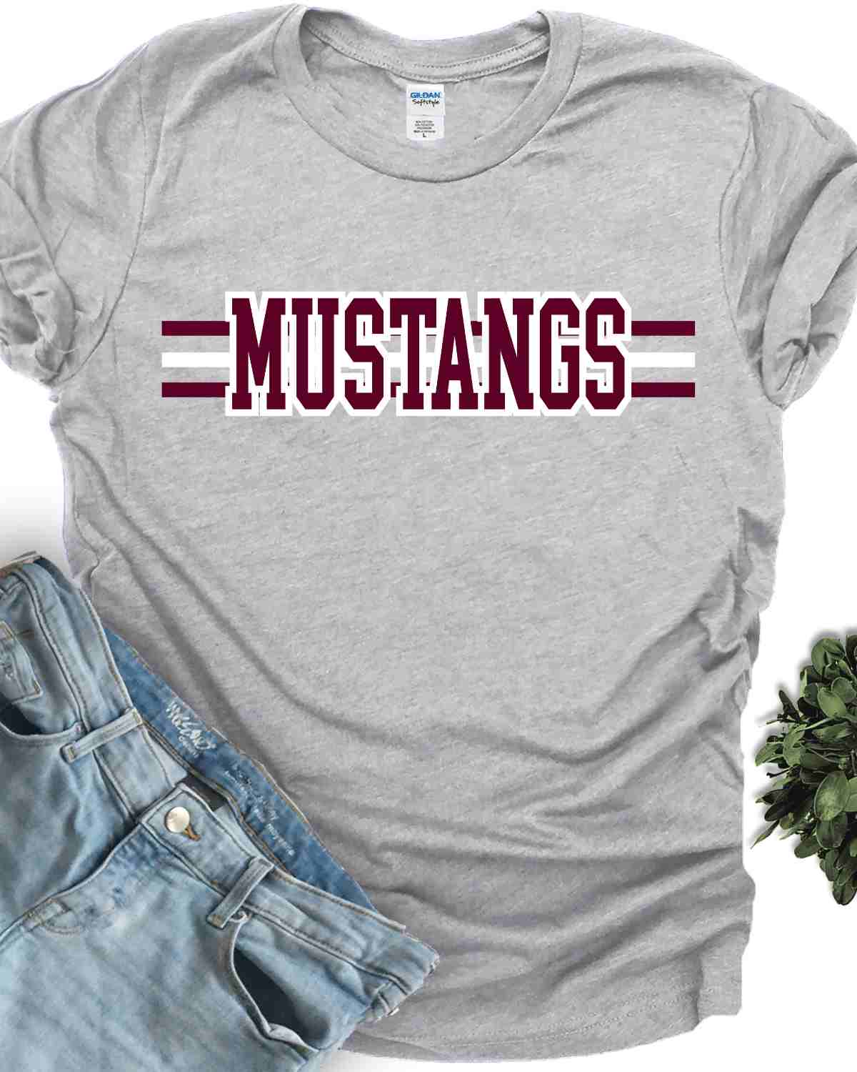 Mustangs Word with Lines DTF Transfer