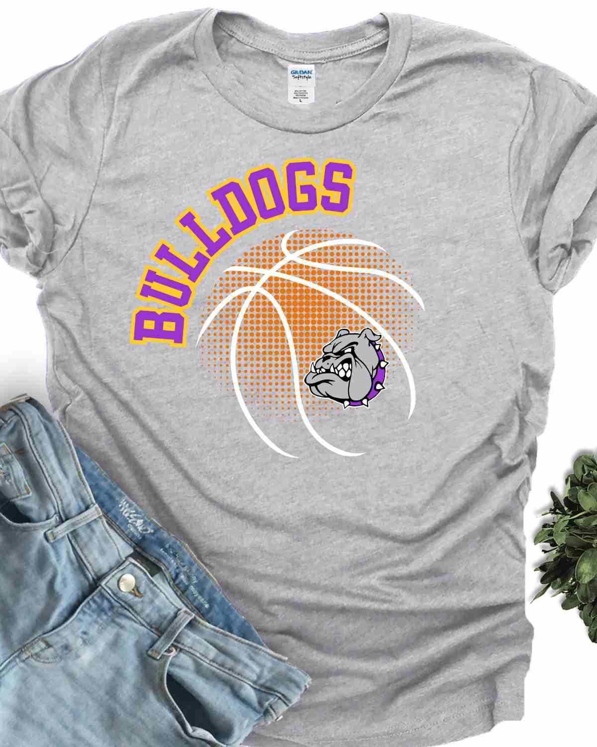 Bulldogs Basketball Halftone Ball DTF Transfer