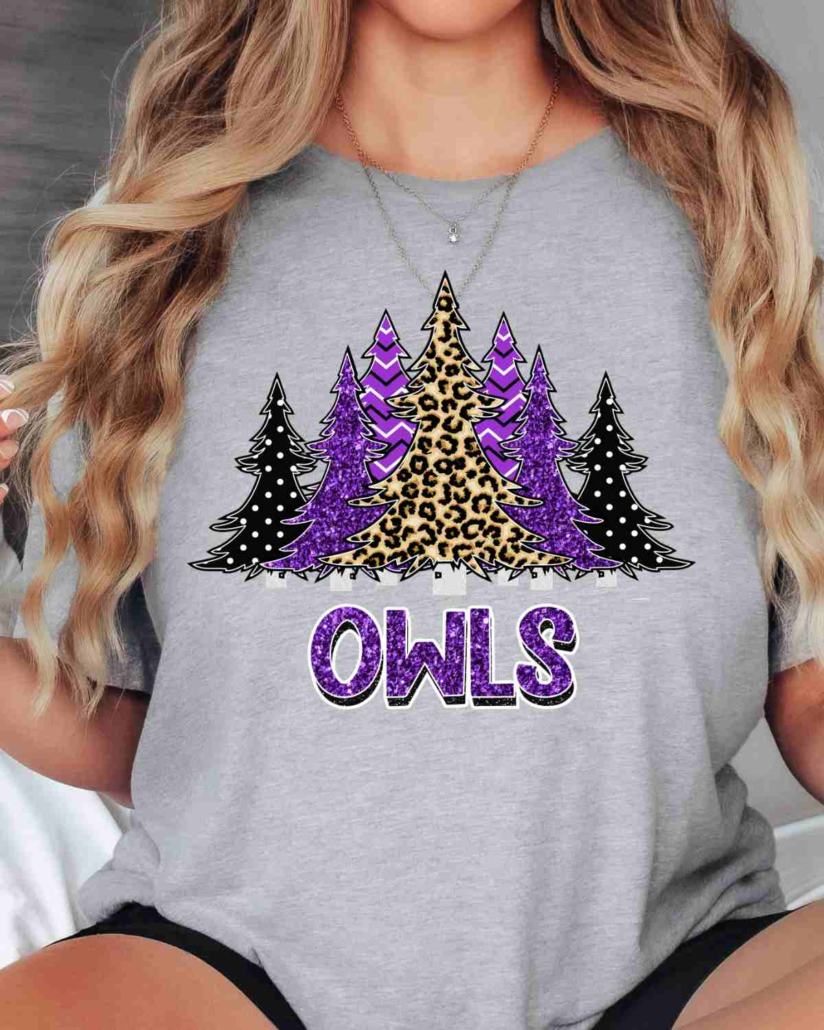 Owls Christmas Trees DTF Transfer