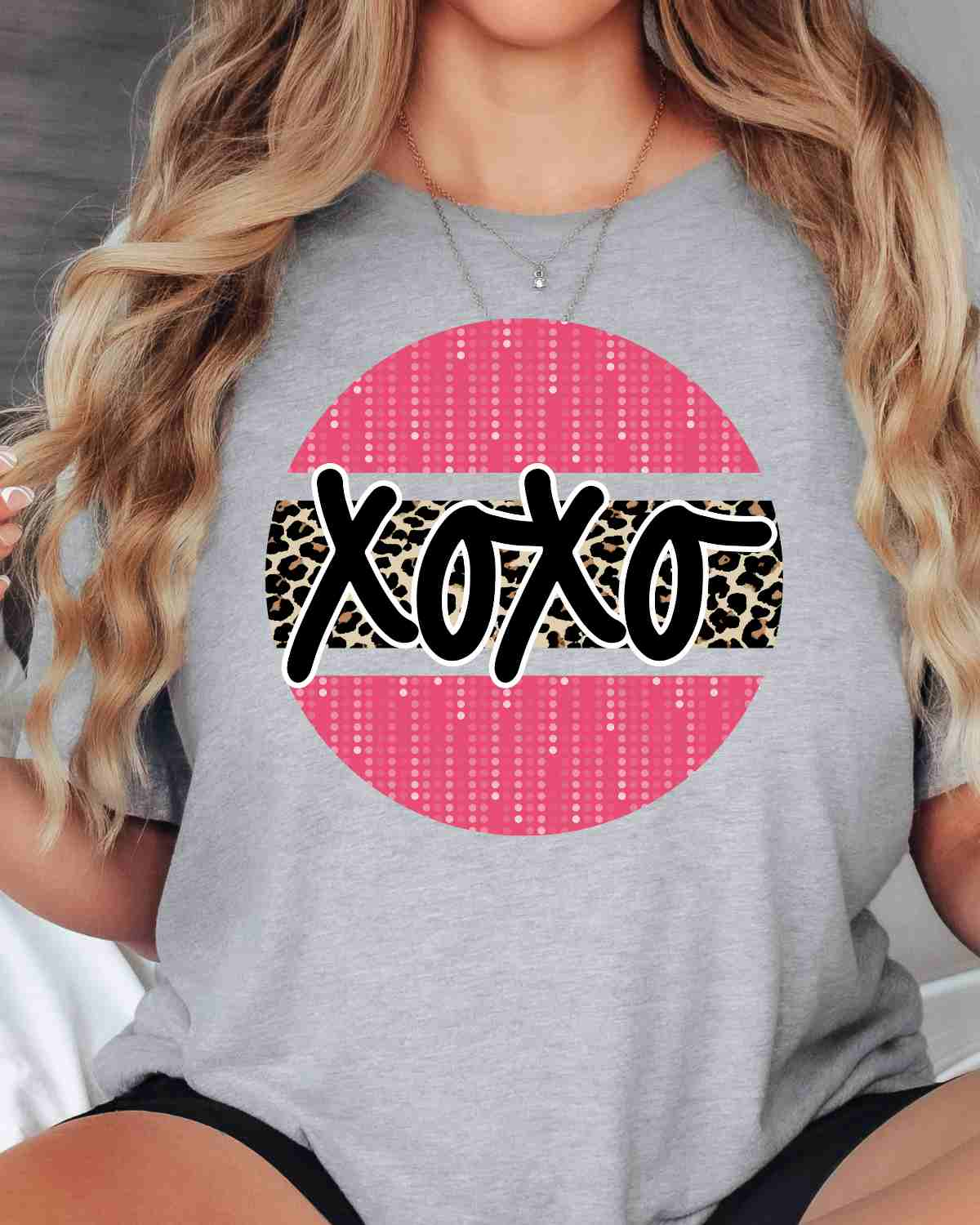 XOXO Leopard Grunge Circle DTF Transfer