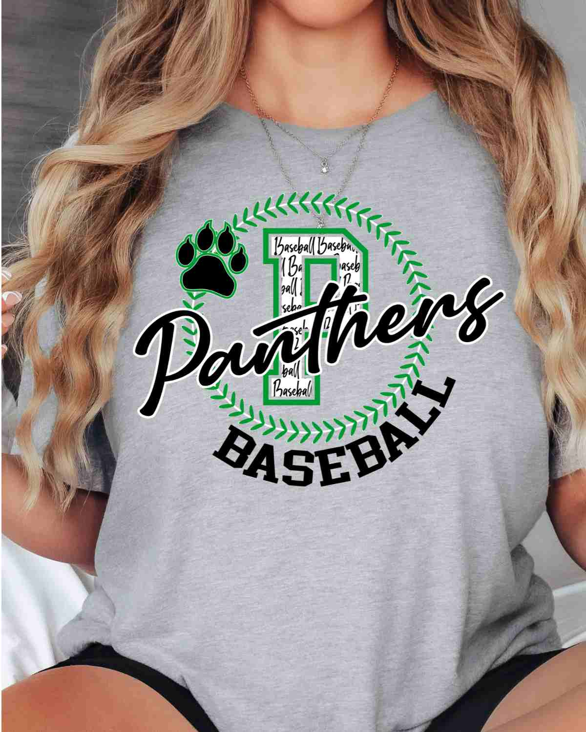 Panthers Baseball Lace Circle DTF Transfer