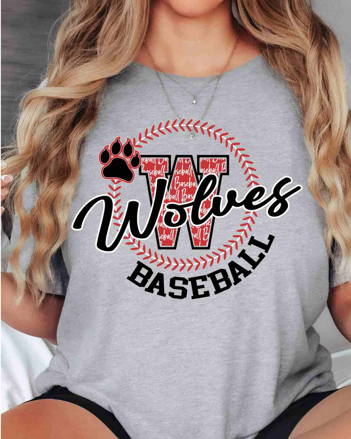 Wolves Baseball Lace Circle DTF Transfer