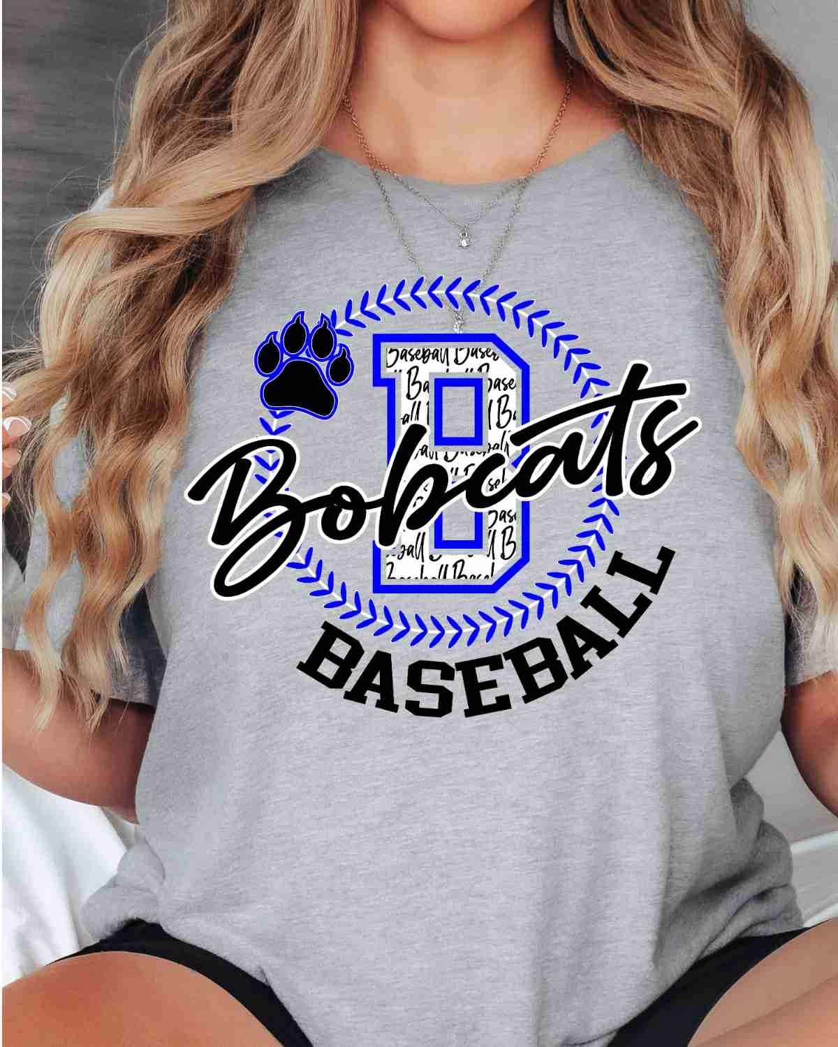 Bobcats Baseball Lace Circle DTF Transfer