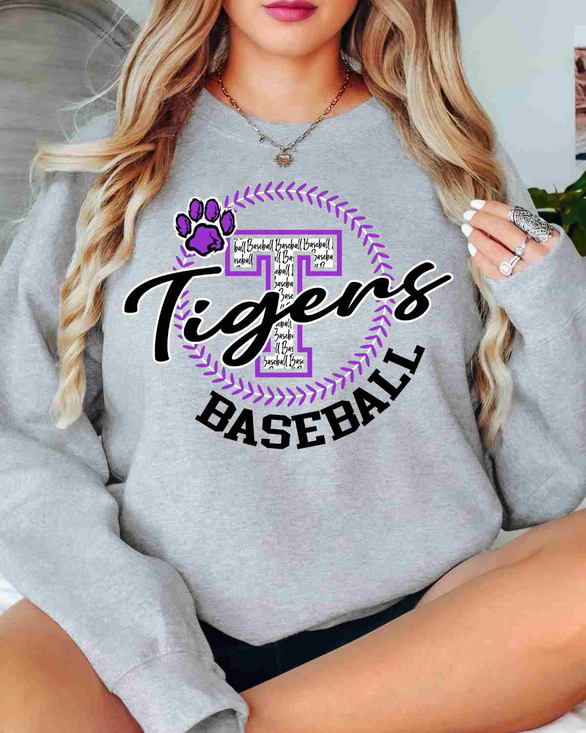 Tigers Baseball Lace Circle DTF Transfer