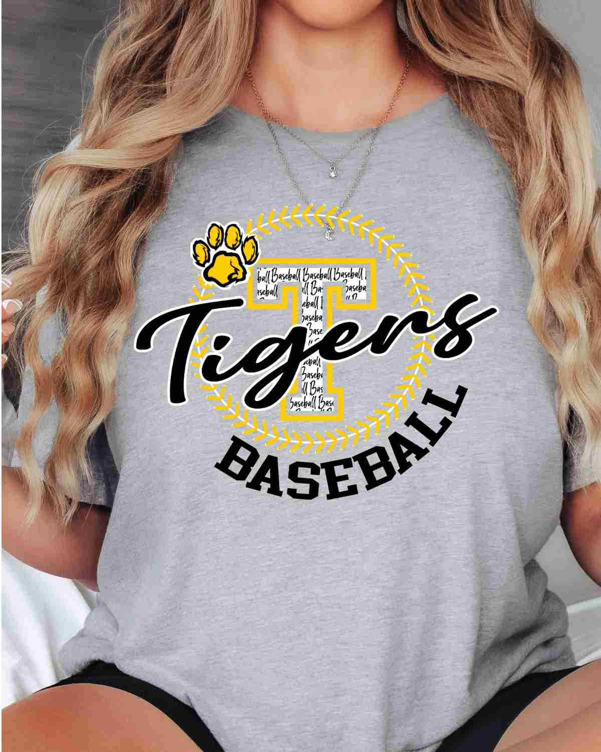 Tigers Baseball Lace Circle DTF Transfer