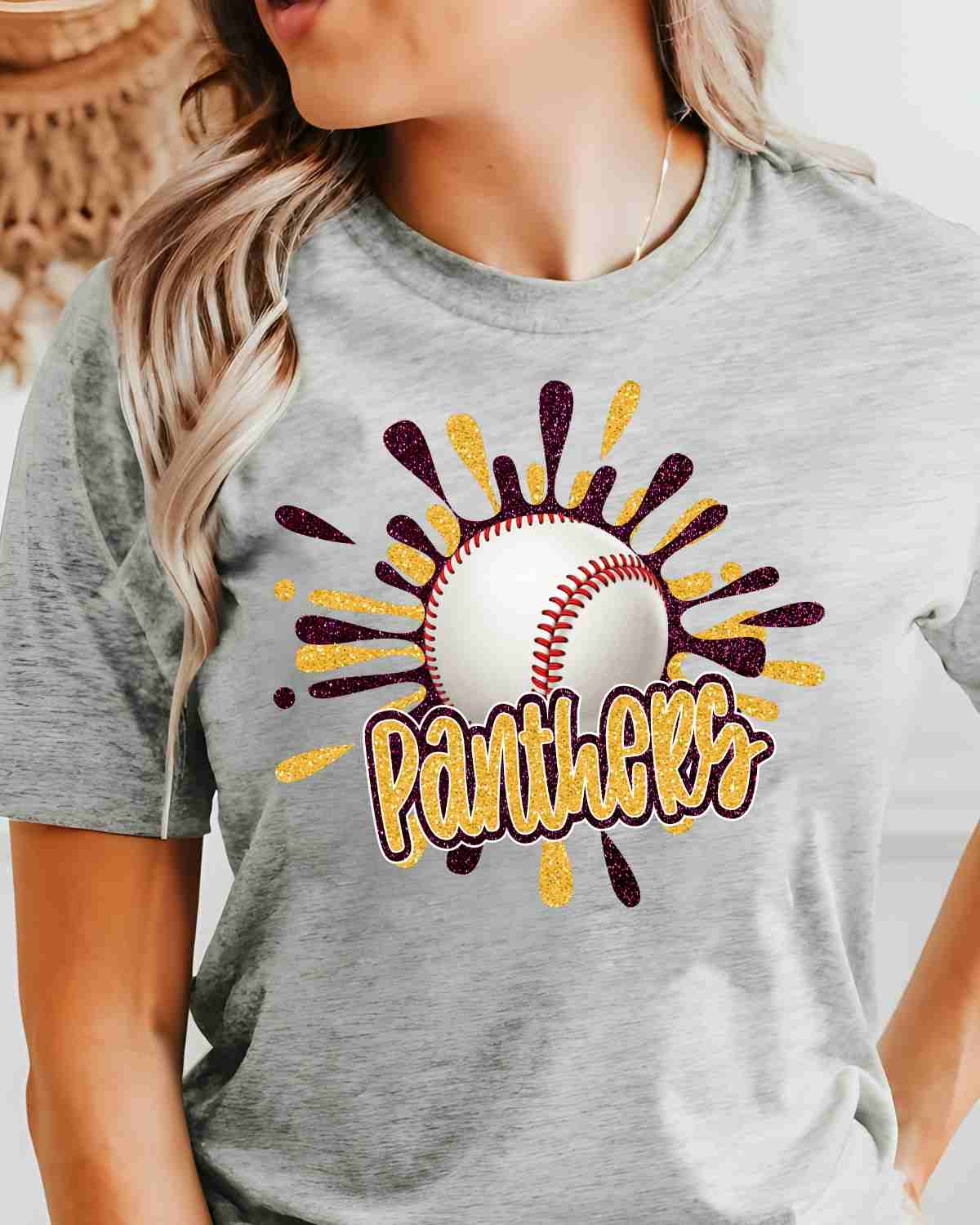 Panthers Baseball Splatter DTF Transfer