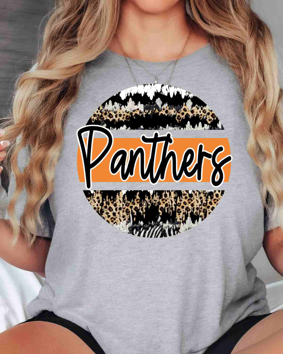 Panthers Leopard Grunge Circle DTF Transfer