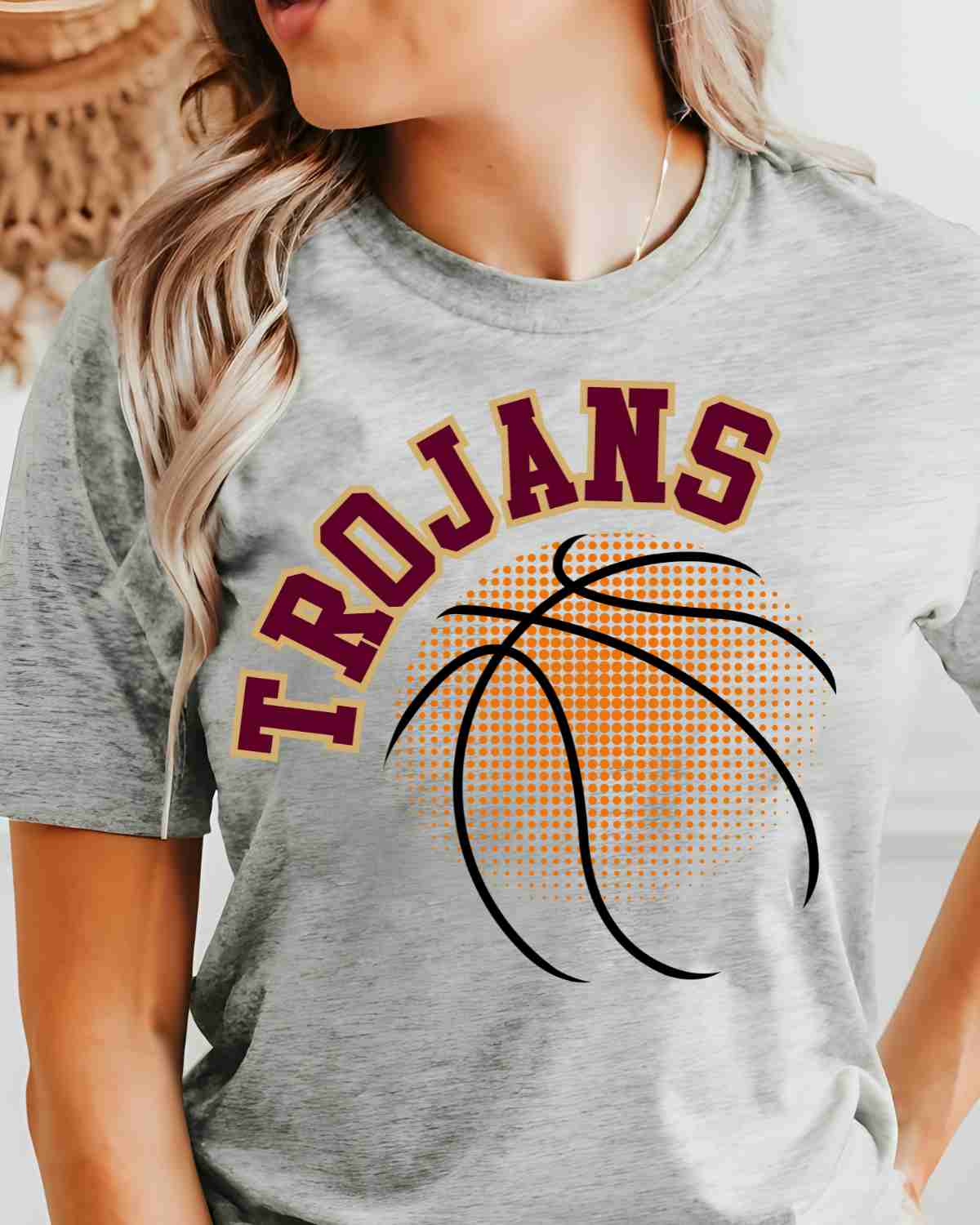 Trojans Basketball Halftone DTF Transfer