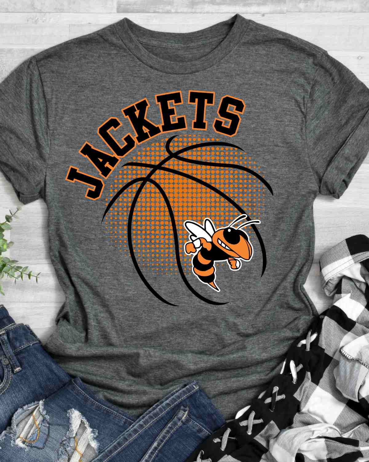 Jackets Basketball Halftone Ball DTF Transfer