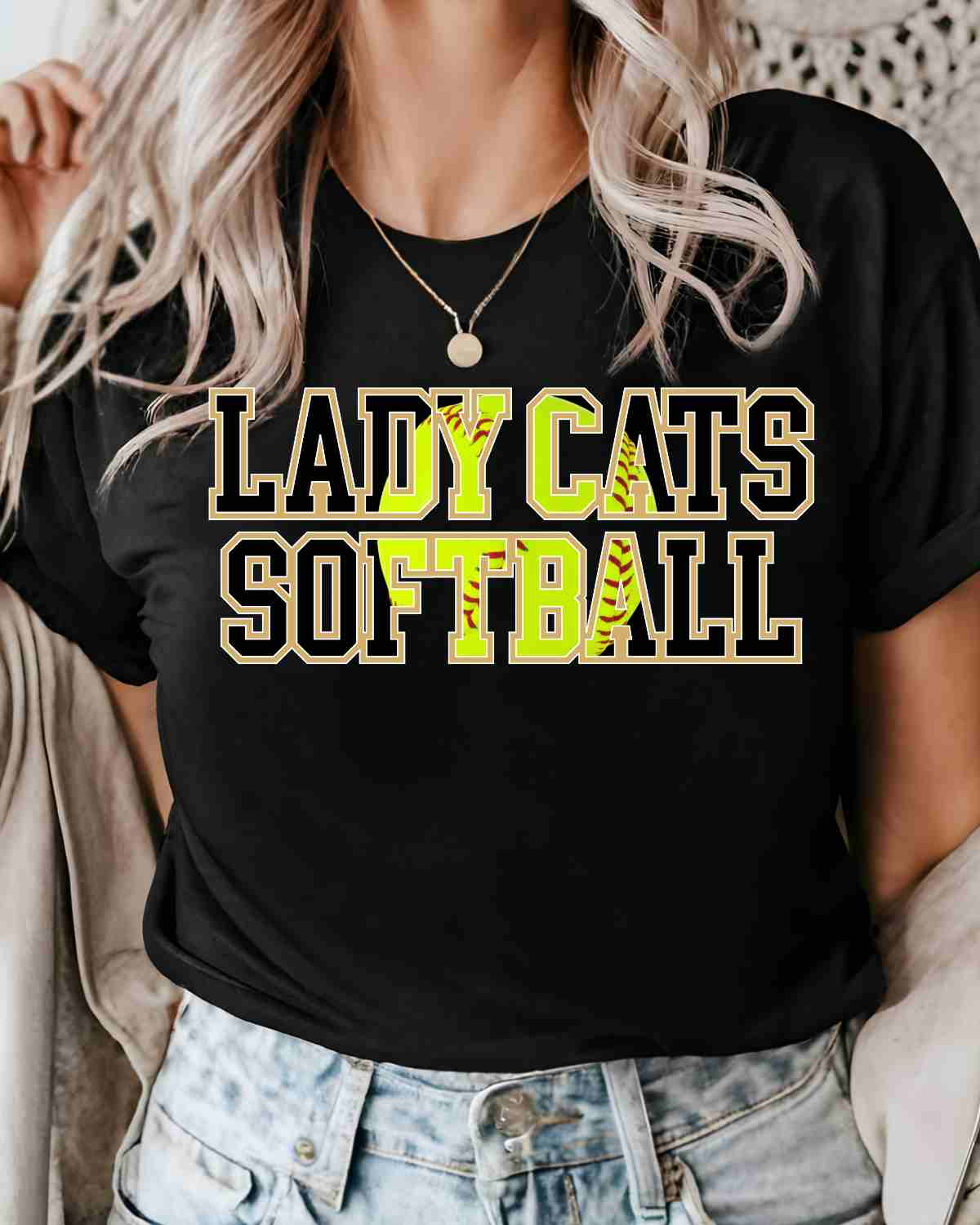 Lady Cats Softball Words DTF Transfer