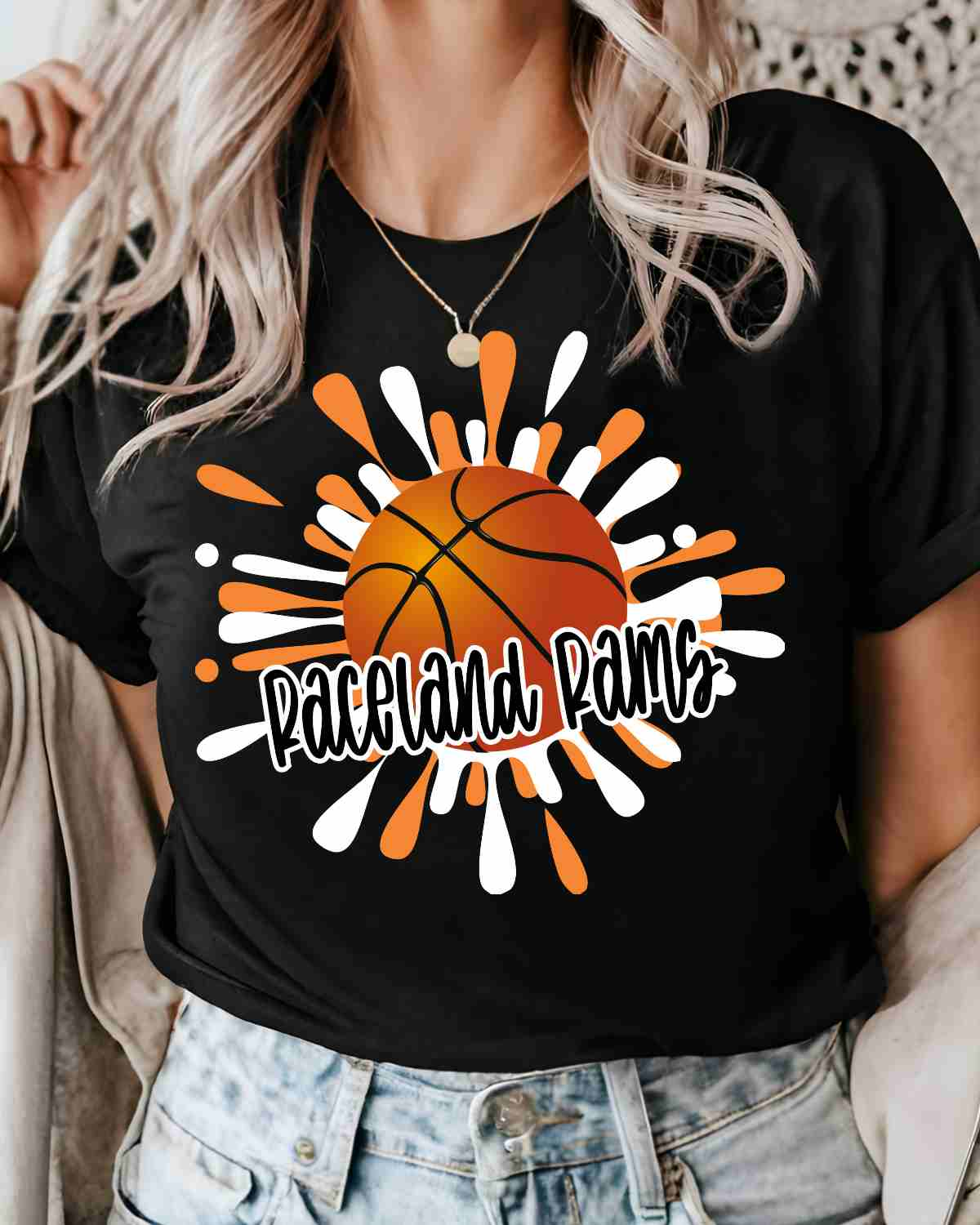 Raceland Rams Basketball Splatter DTF Transfer