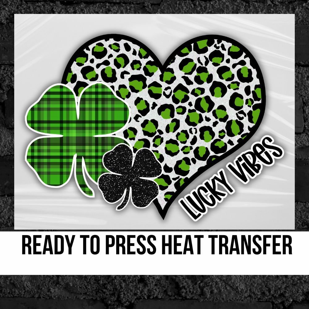 Lucky Vibes Heart Clover Transfer