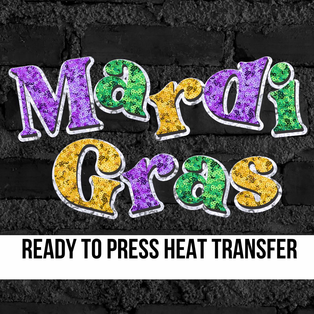 Mardi Gras Faux Sequin Letters DTF Transfer