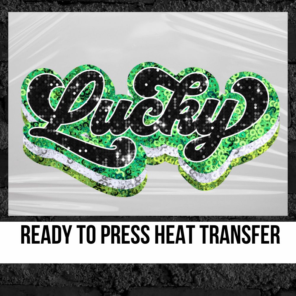 Lucky Faux Sequin Word DTF Transfer