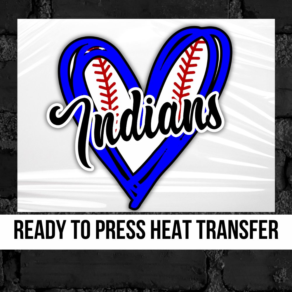 Indians Baseball Heart DTF Transfer – Rustic Grace Heat Transfer Company