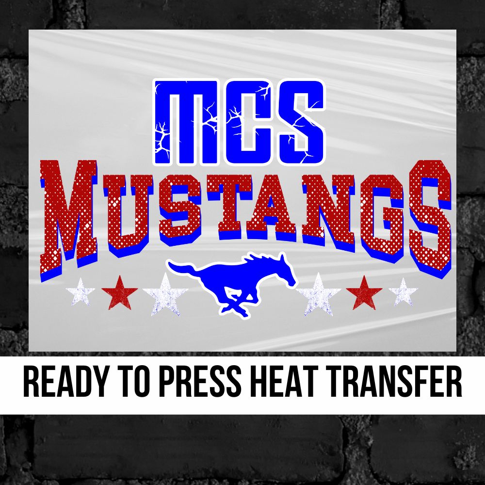 MCS Mustangs Logo with Stars DTF Transfer