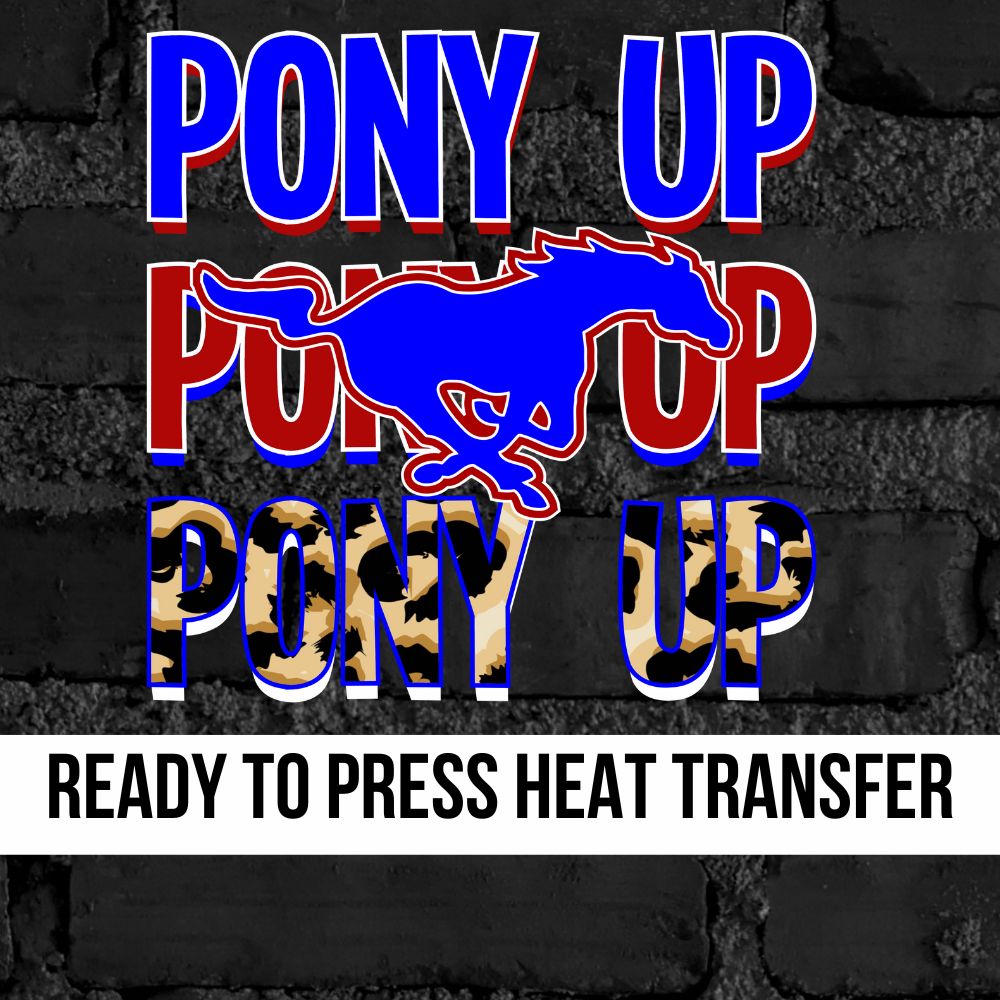 Pony Up Mustangs Repeating Logo DTF Transfer