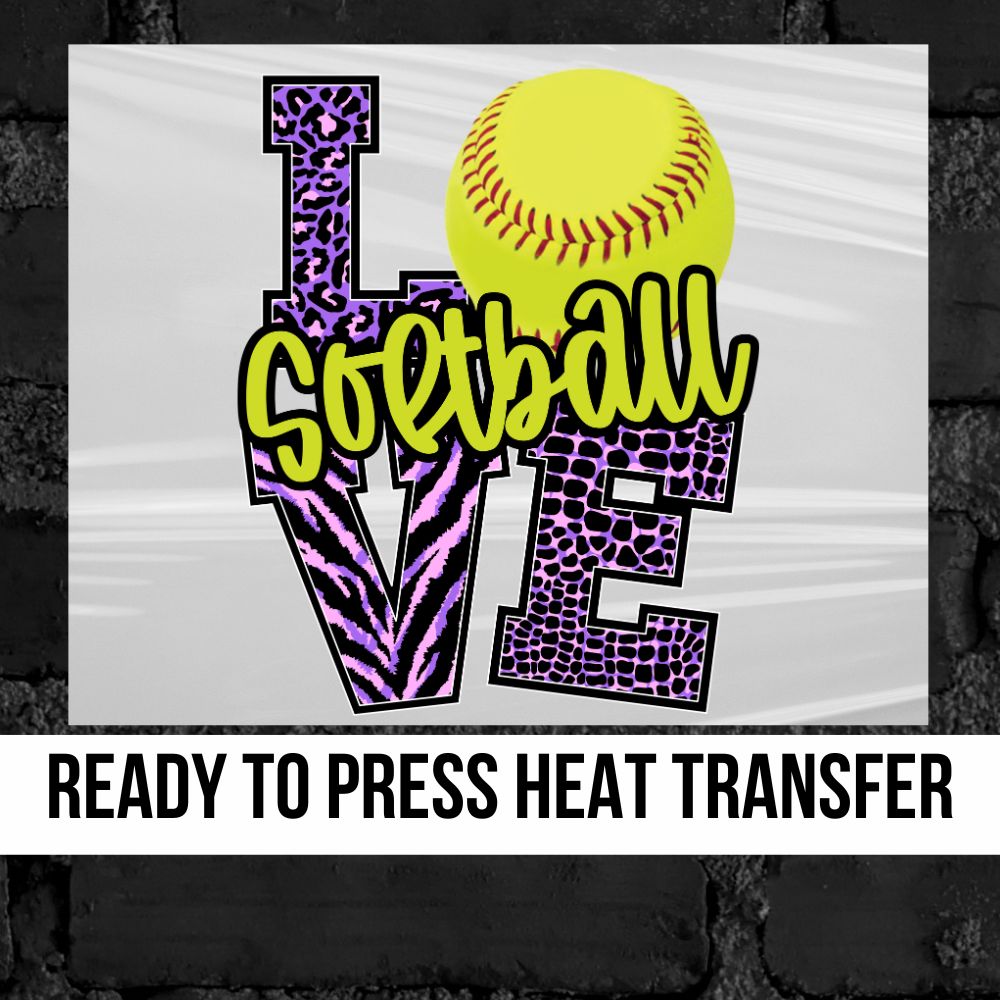 Love Softball Leopard V Transfer