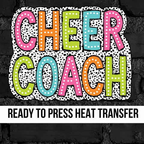 Cheer Words Colorful Dots DTF Transfer