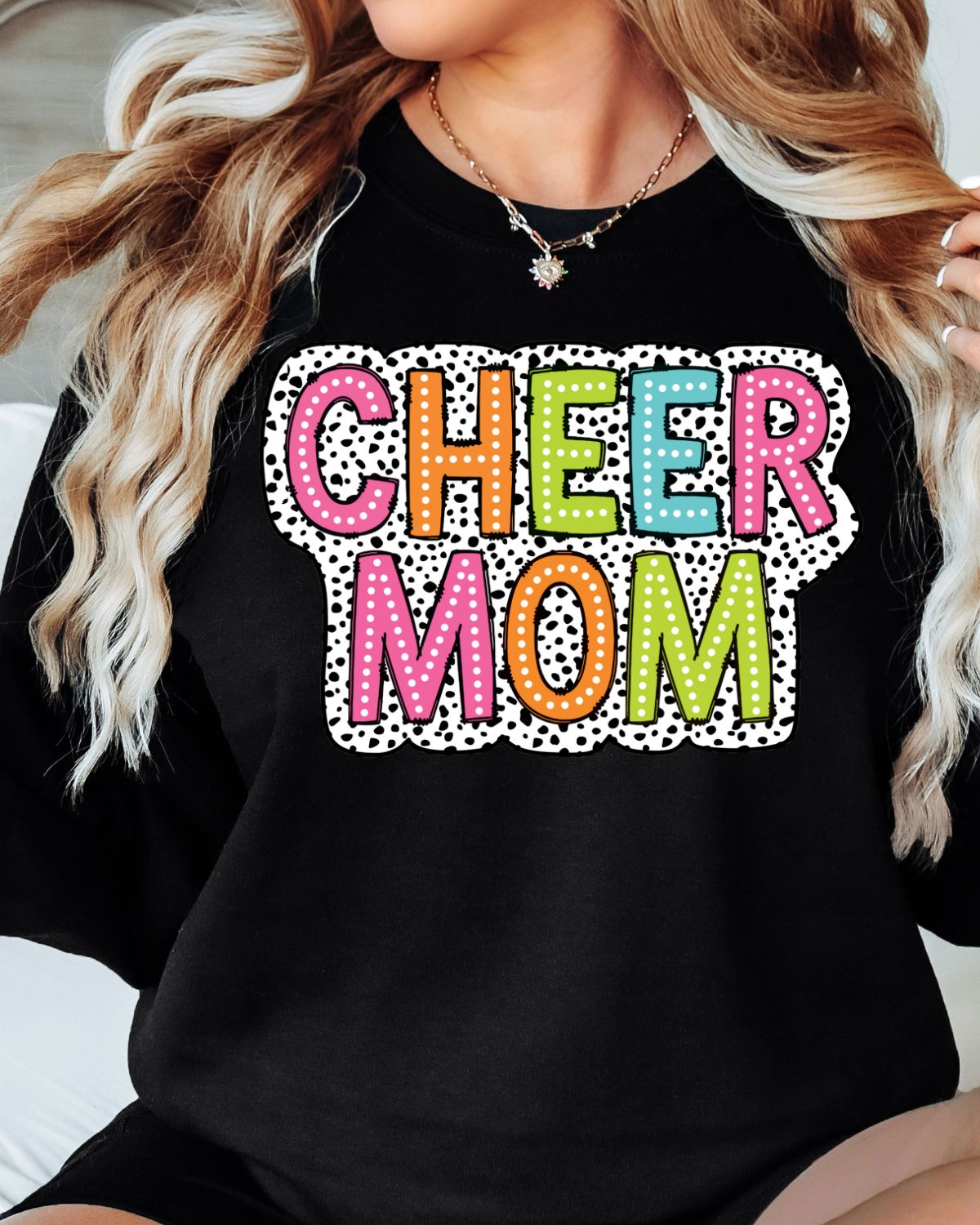 Cheer Words Colorful Dots DTF Transfer