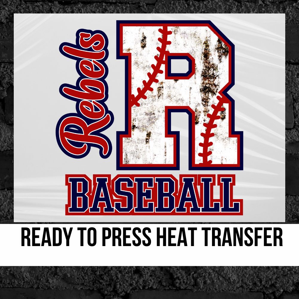 Rebels Baseball Rusted Letter DTF Transfer