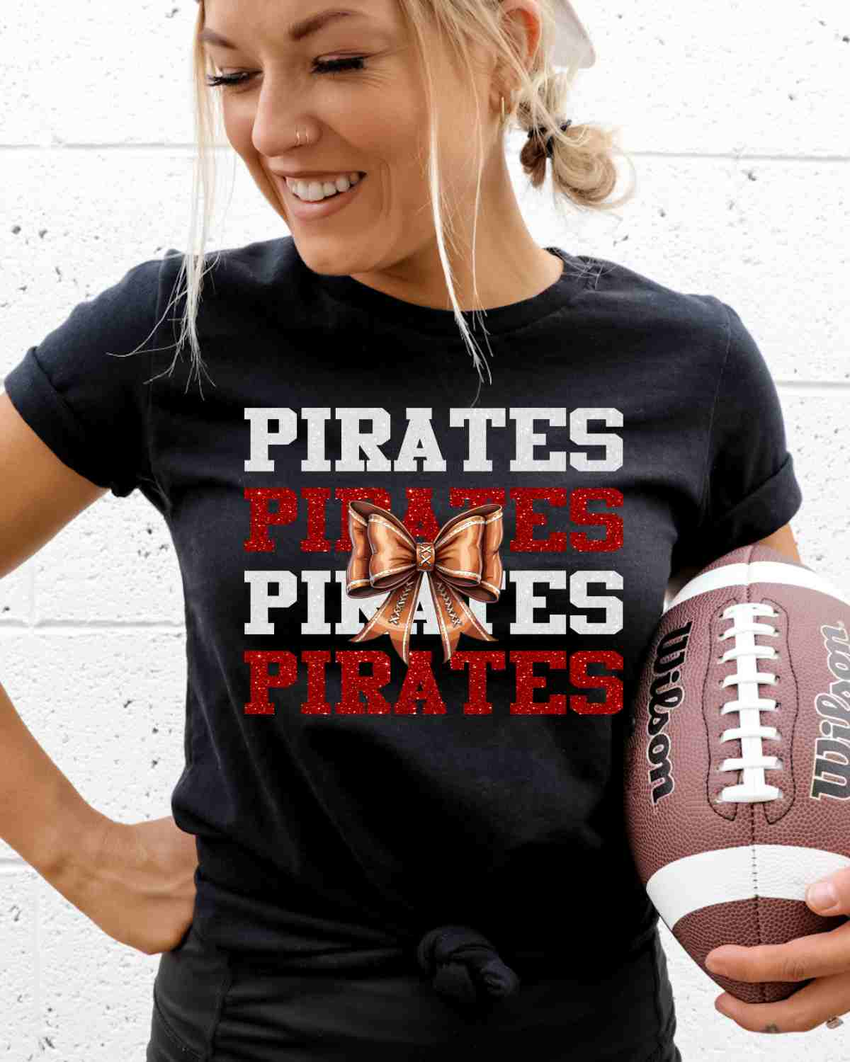 Pirates Football Repeat Bow DTF Transfer