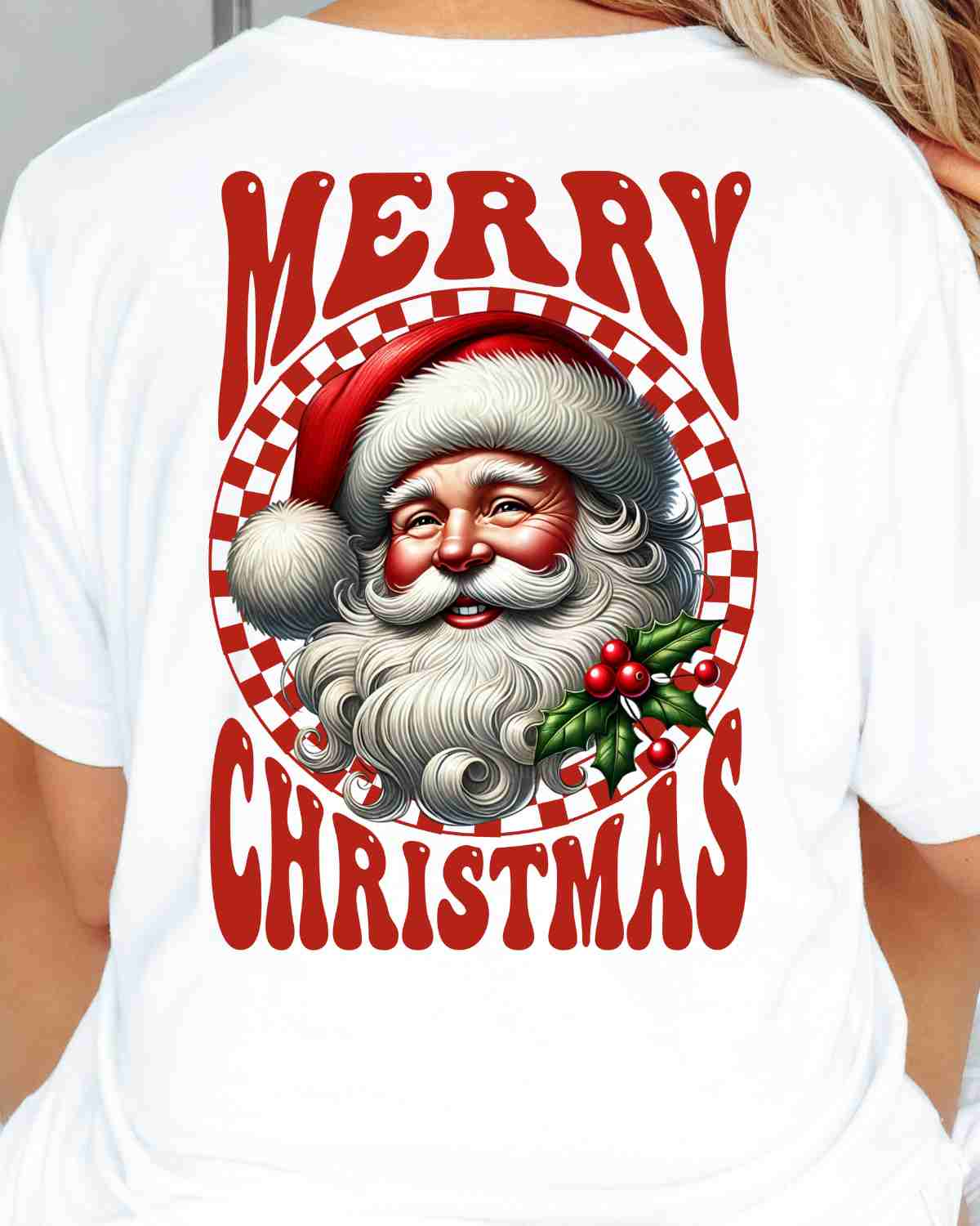 Merry Christmas Santa Checkered DTF Transfer