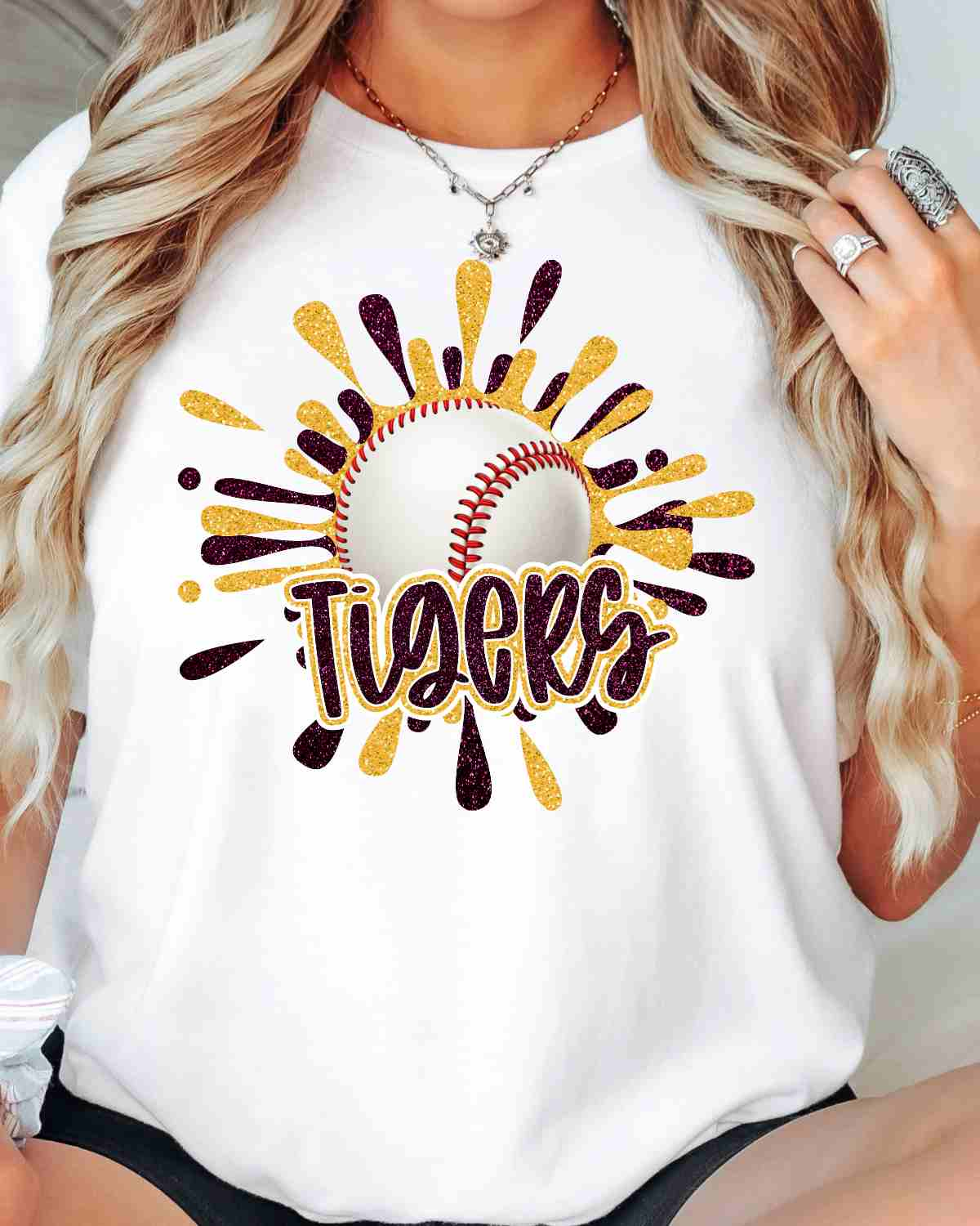 Tigers Splatter Baseball DTF Transfer