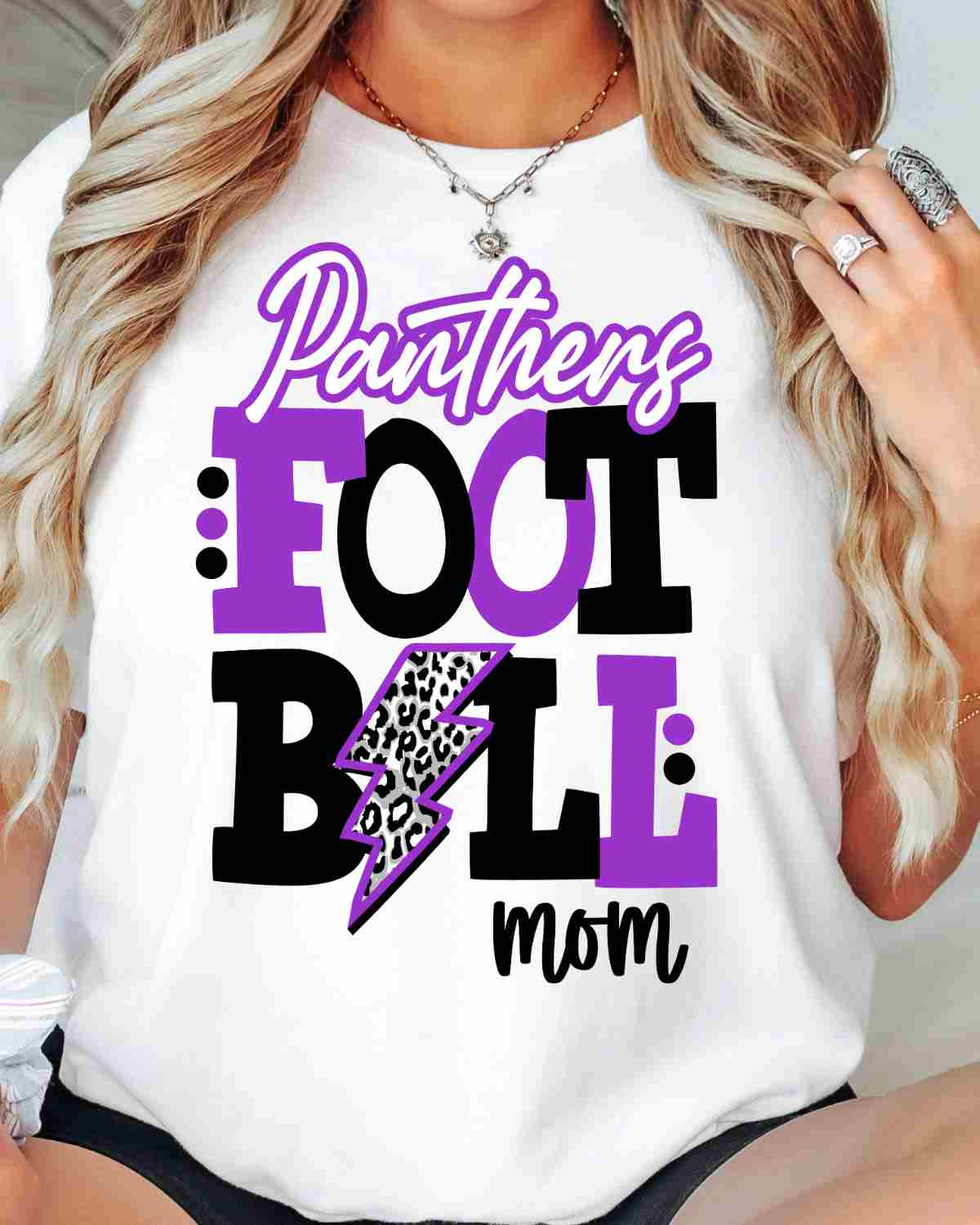 Panthers Football Mom with Bolt DTF Transfer