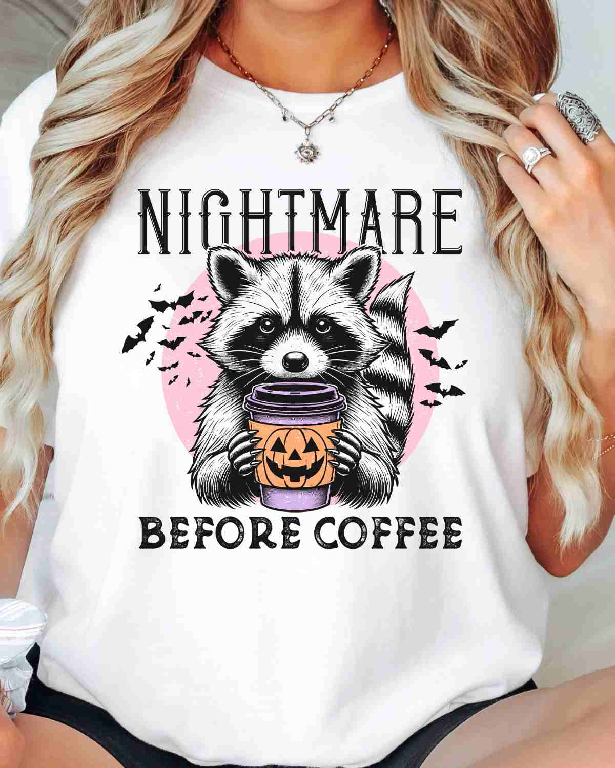 Nightmare Before Coffee Racoon DTF Transfer