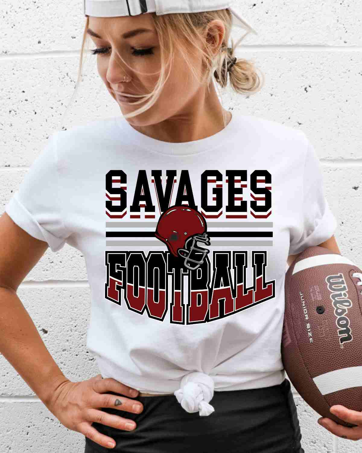 Savages Football Helmet in Middle DTF Transfer