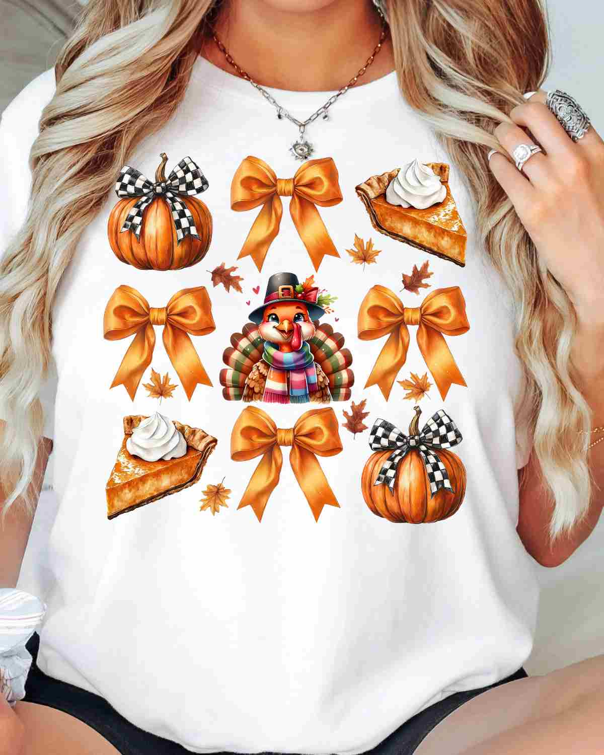 Turkey Pumpkin Bows DTF Transfer