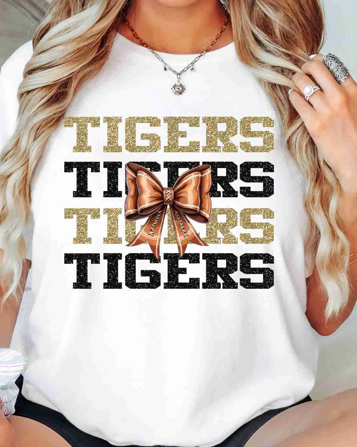 Tigers Football Repeat Bow DTF Transfer