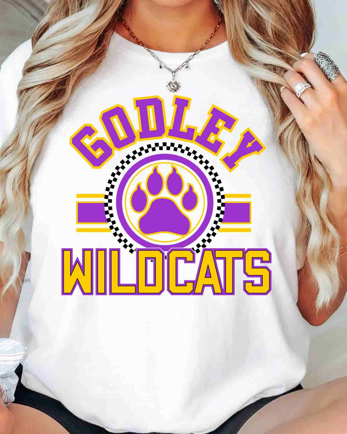 Godley Wildcats Checkered Circle Paw DTF Transfer