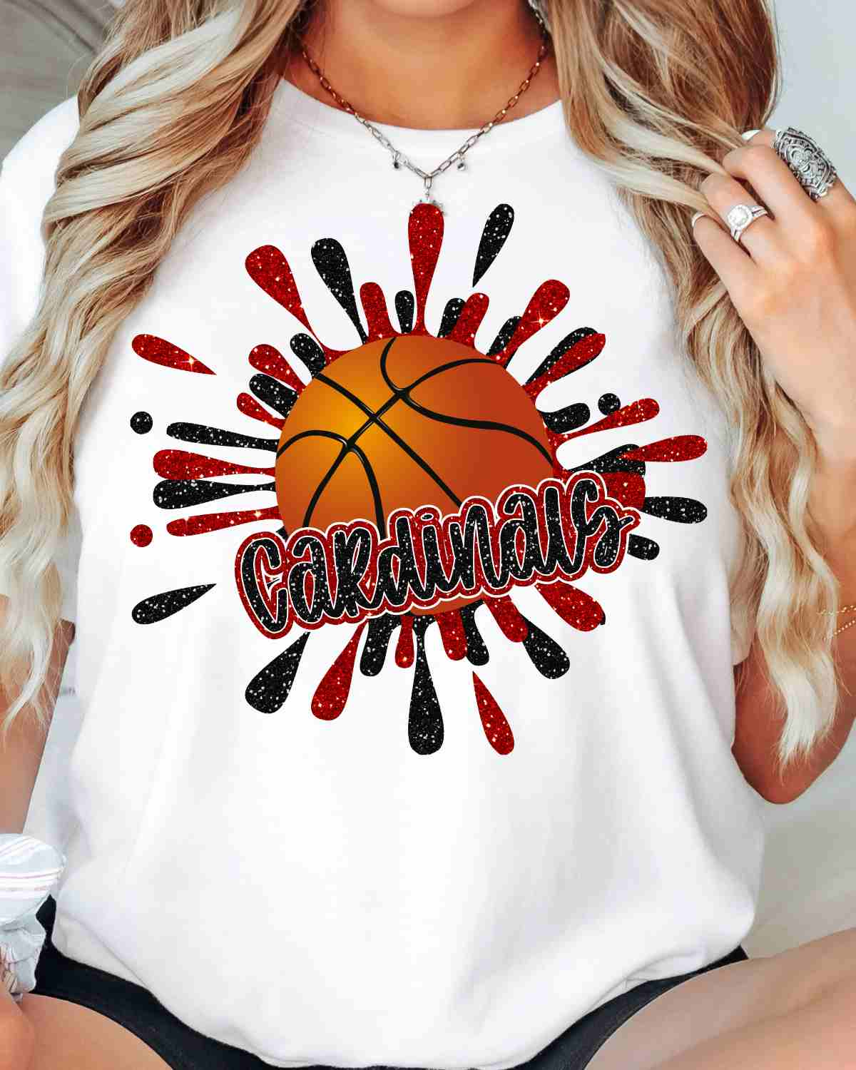 Cardinals Basketball Splatter DTF Transfer