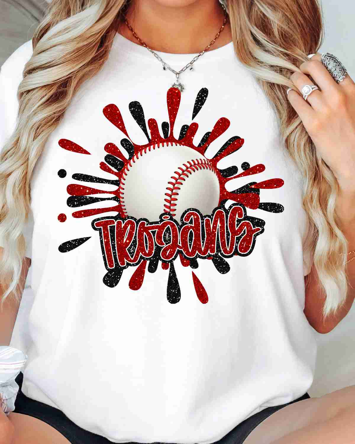 Trojans Baseball Splatter DTF Transfer