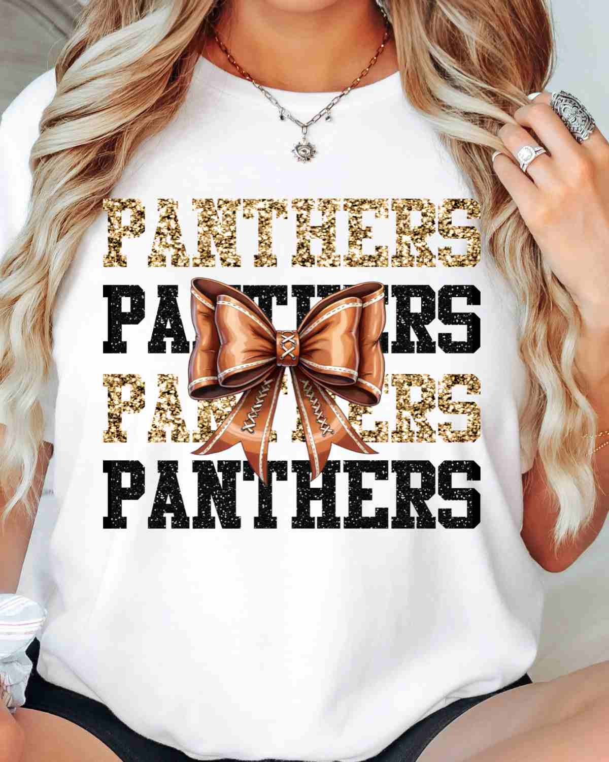 Panthers Football Coquette Bow DTF Transfer