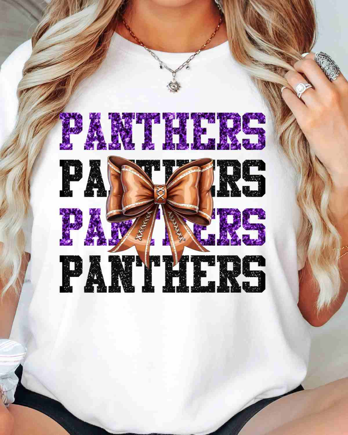 Panthers Football Coquette Bow DTF Transfer