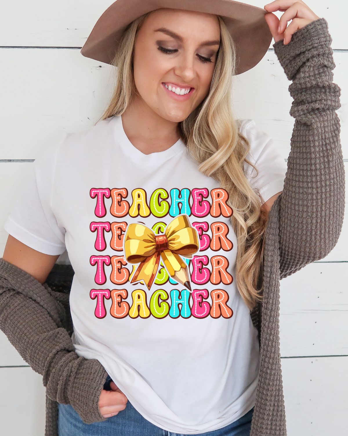 Teacher Pencil Bow DTF Transfer