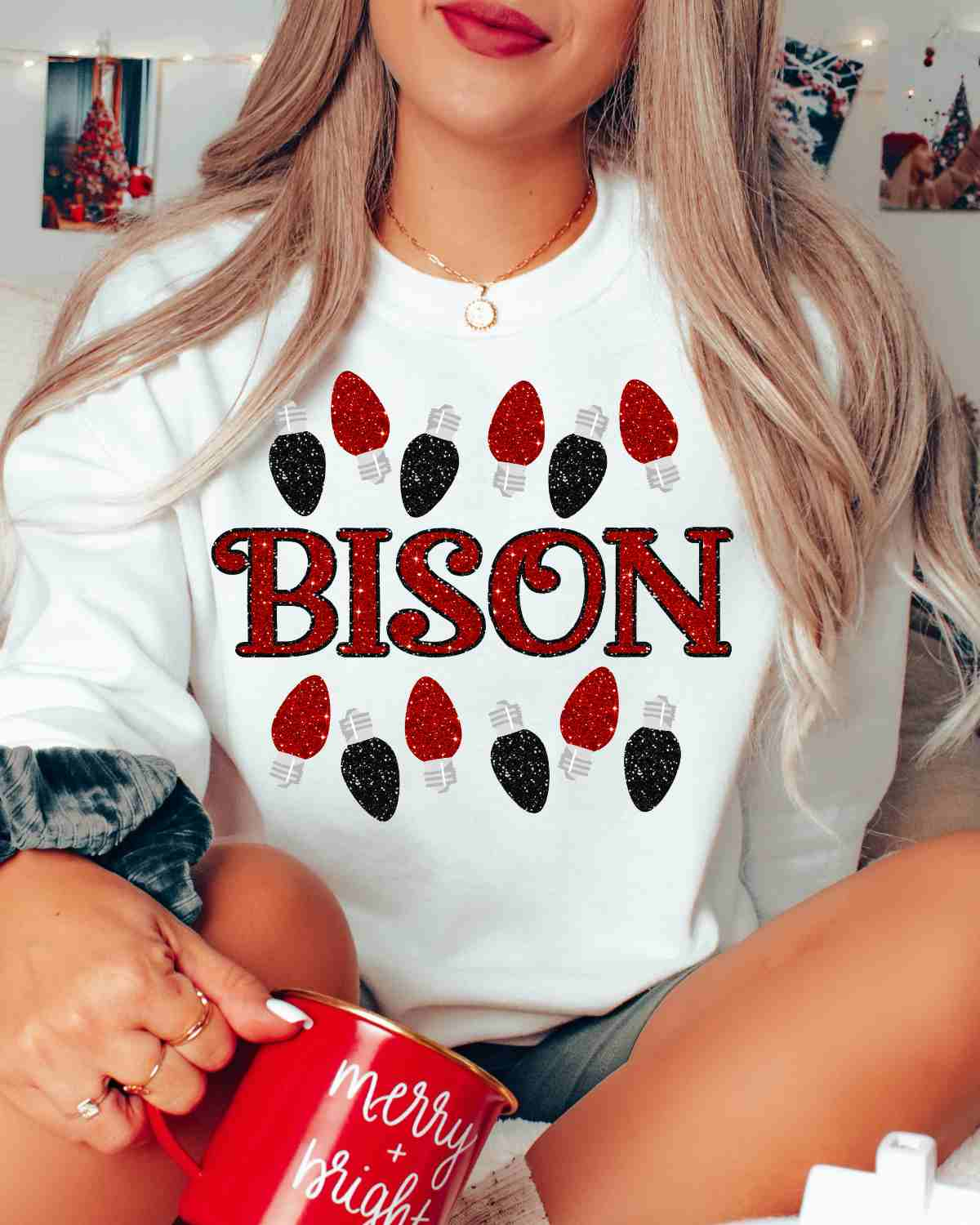 Bison Christmas Lights DTF Transfer