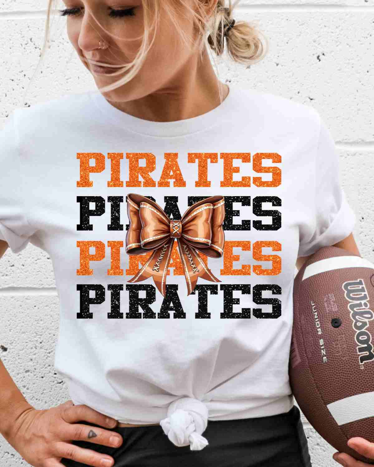 Pirates Football Repeat Bow DTF Transfer