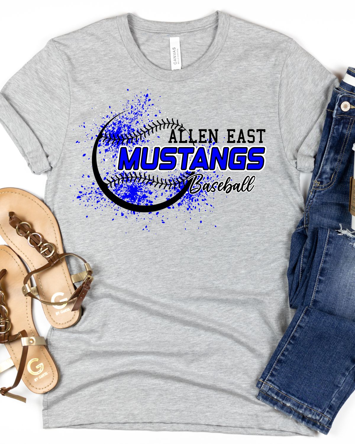 Allen East Mustangs Baseball Splatter DTF Transfer