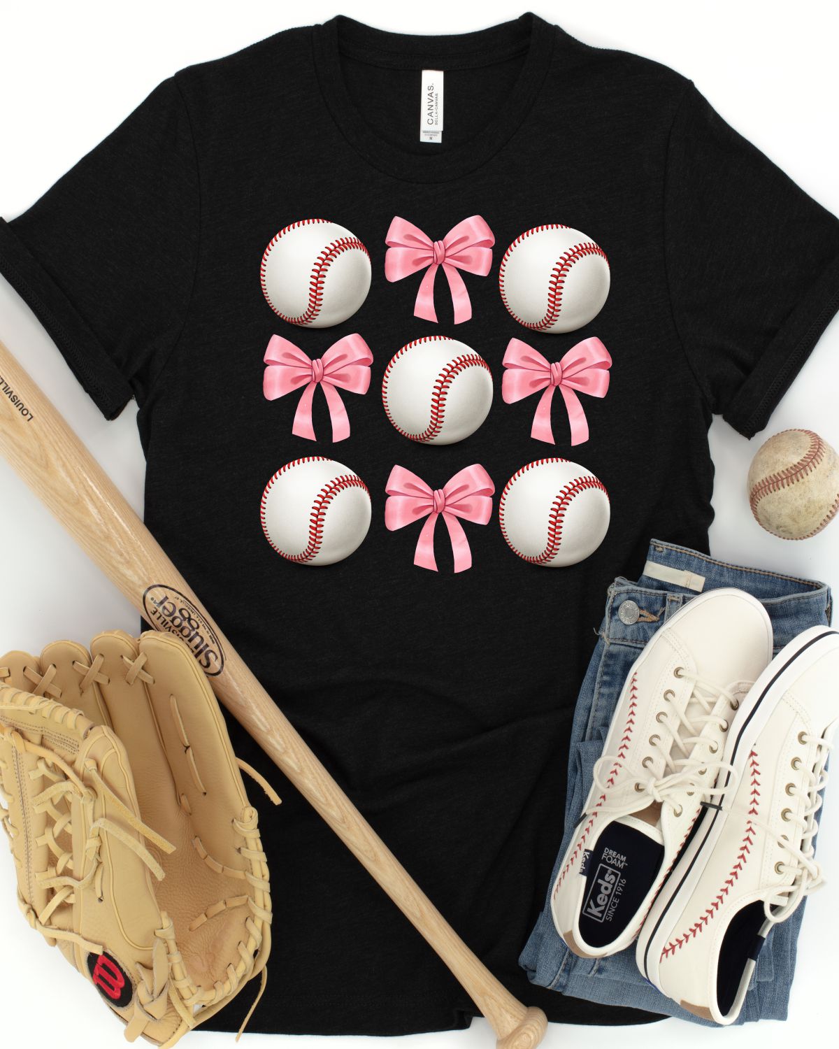 Baseballs & Bows Coquette DTF Transfer