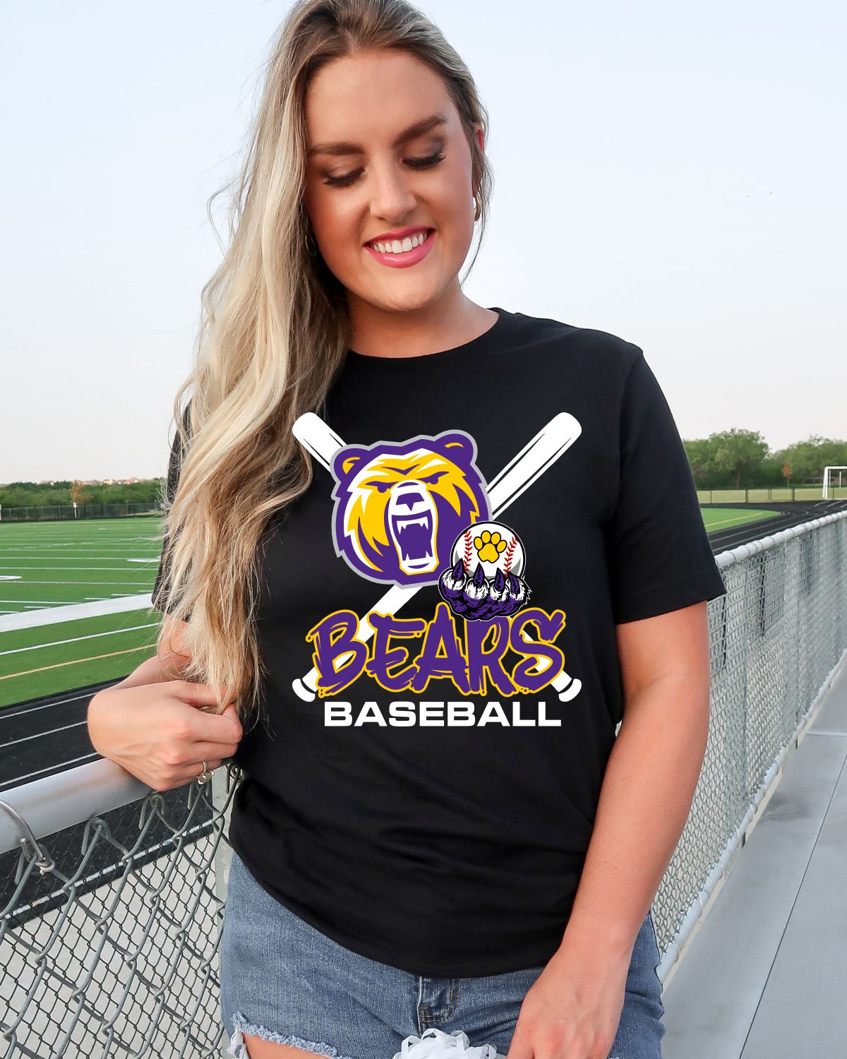 Bears Baseball Crossed Bats DTF Transfer