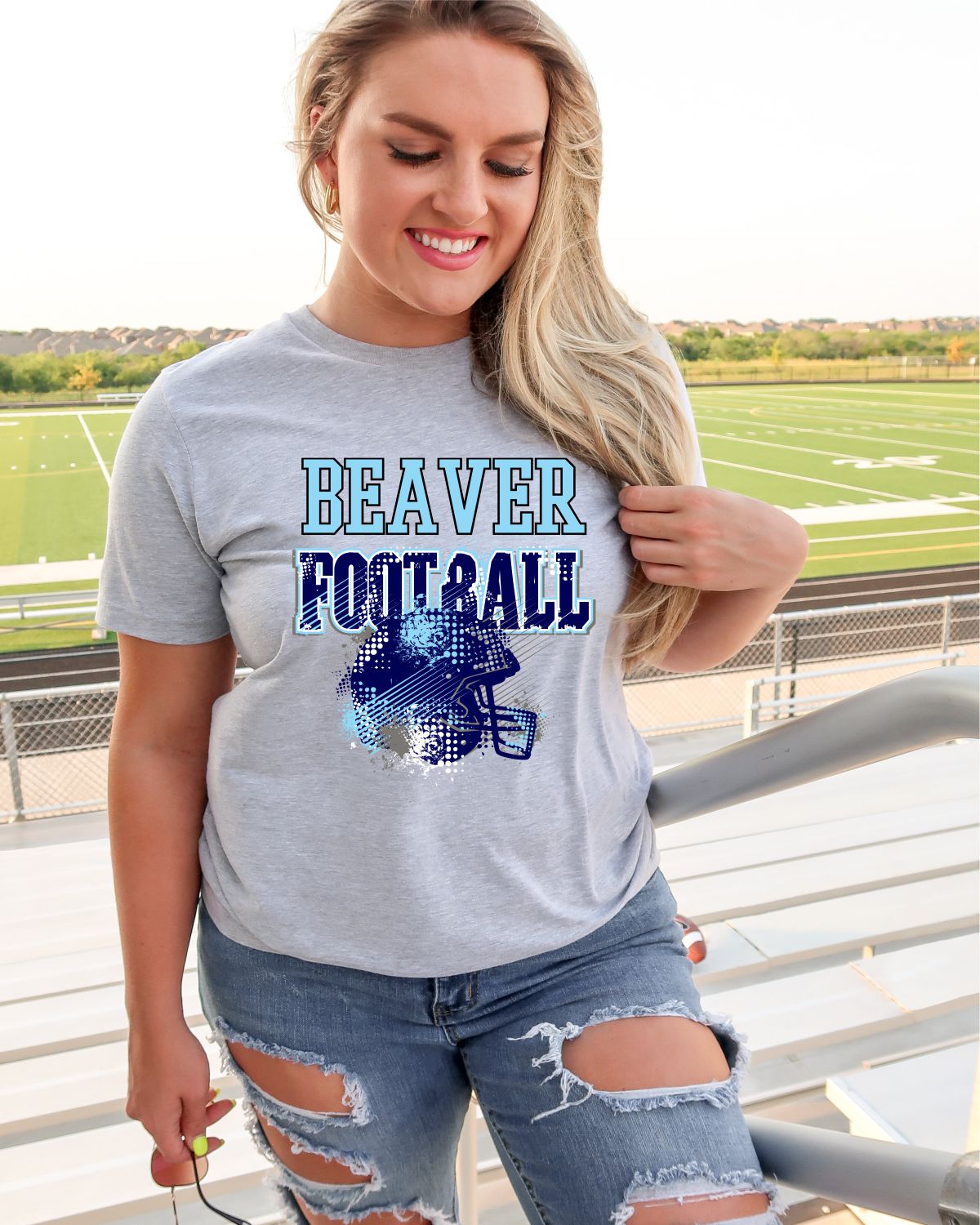 Beaver Football Helmet Grunge DTF Transfer