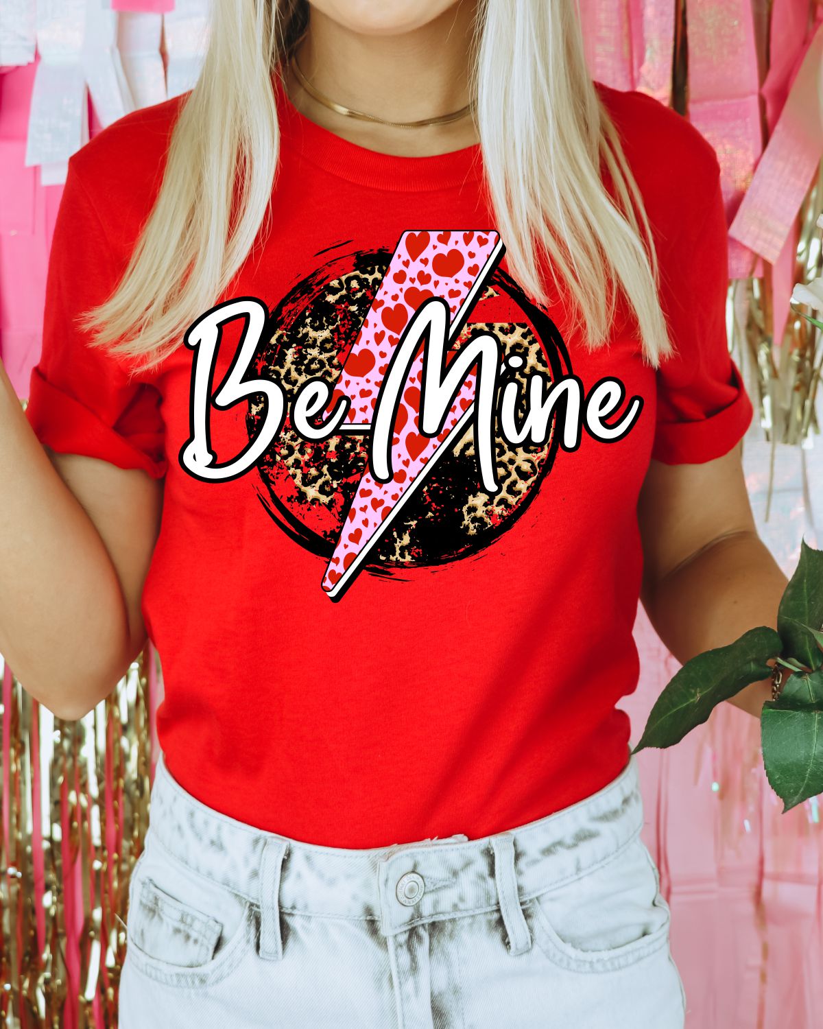 Be Mine Circle Lightening Bolt DTF Transfer