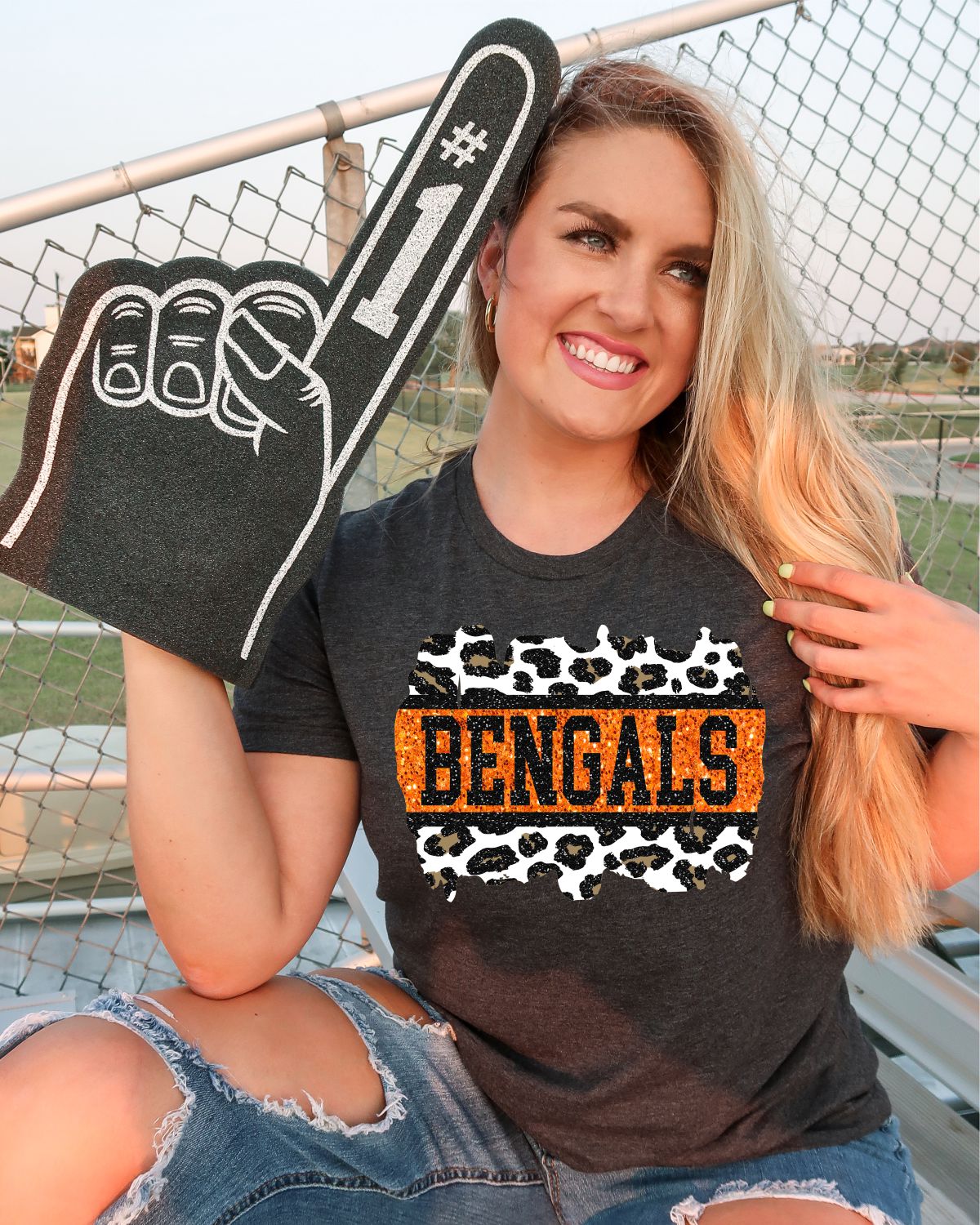 Bengals Leopard Glitter Swash DTF Transfer