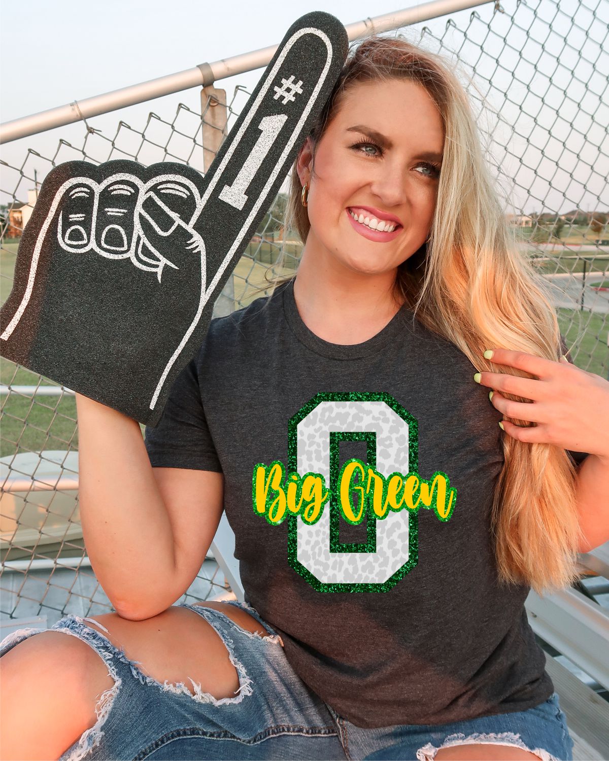 O Big Green White Leopard Letter DTF Transfer