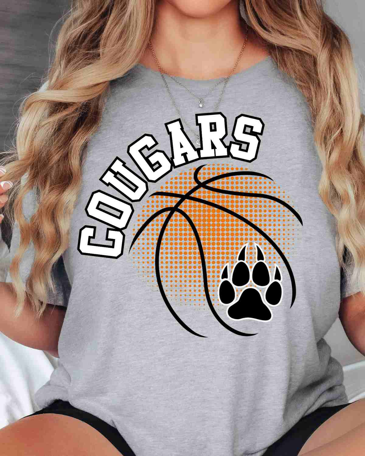 Cougars Basketball Halftone Ball DTF Transfer