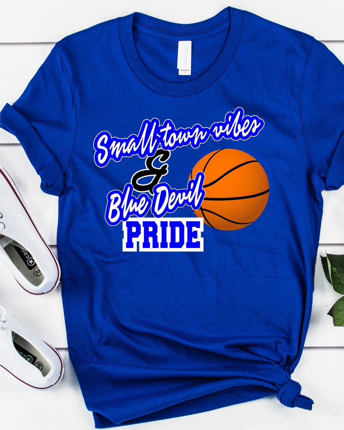 Small Town Vibes & Blue Devil Pride Basketball DTF Transfer